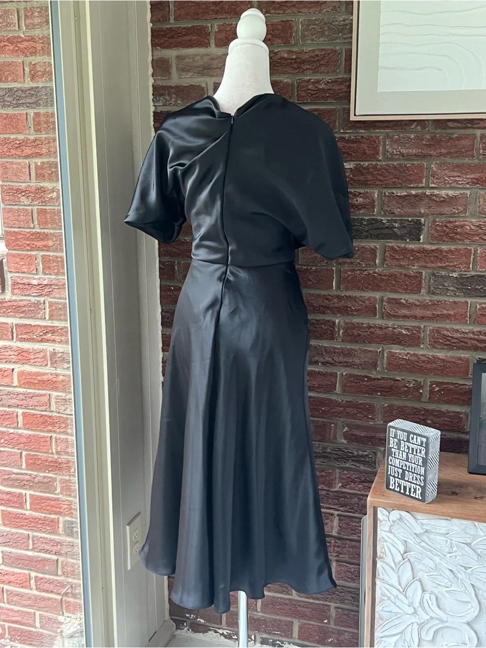 Amsale Draped Satin One-Shoulder Midi-Dress Size 0 NWT